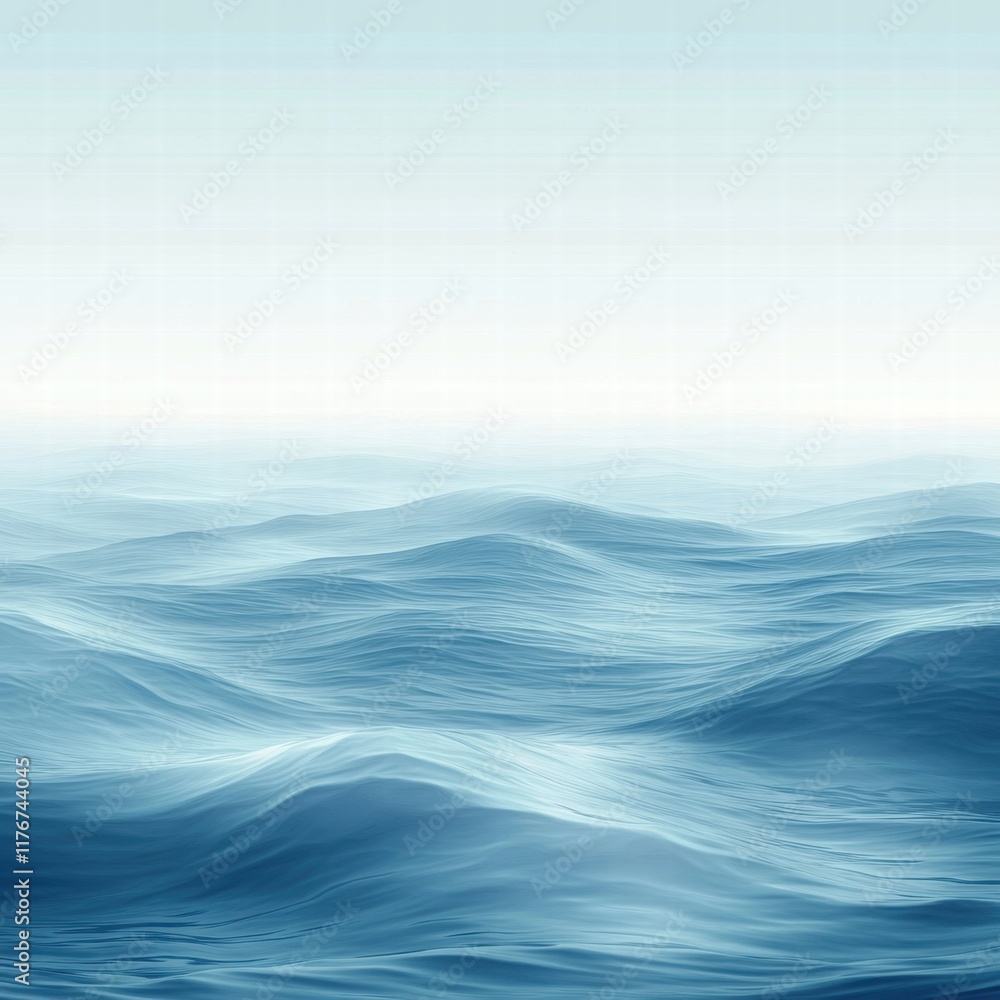Leinwandbilder Captivating abstract ocean wave patterns showcasing tranquil blues and soft gradients in a serene coastal atmosphere. Generative AI