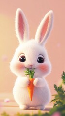 Obraz premium Cute bunny with carrot illustration