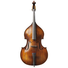 Musical instrument. Double bass. Light transparent background.