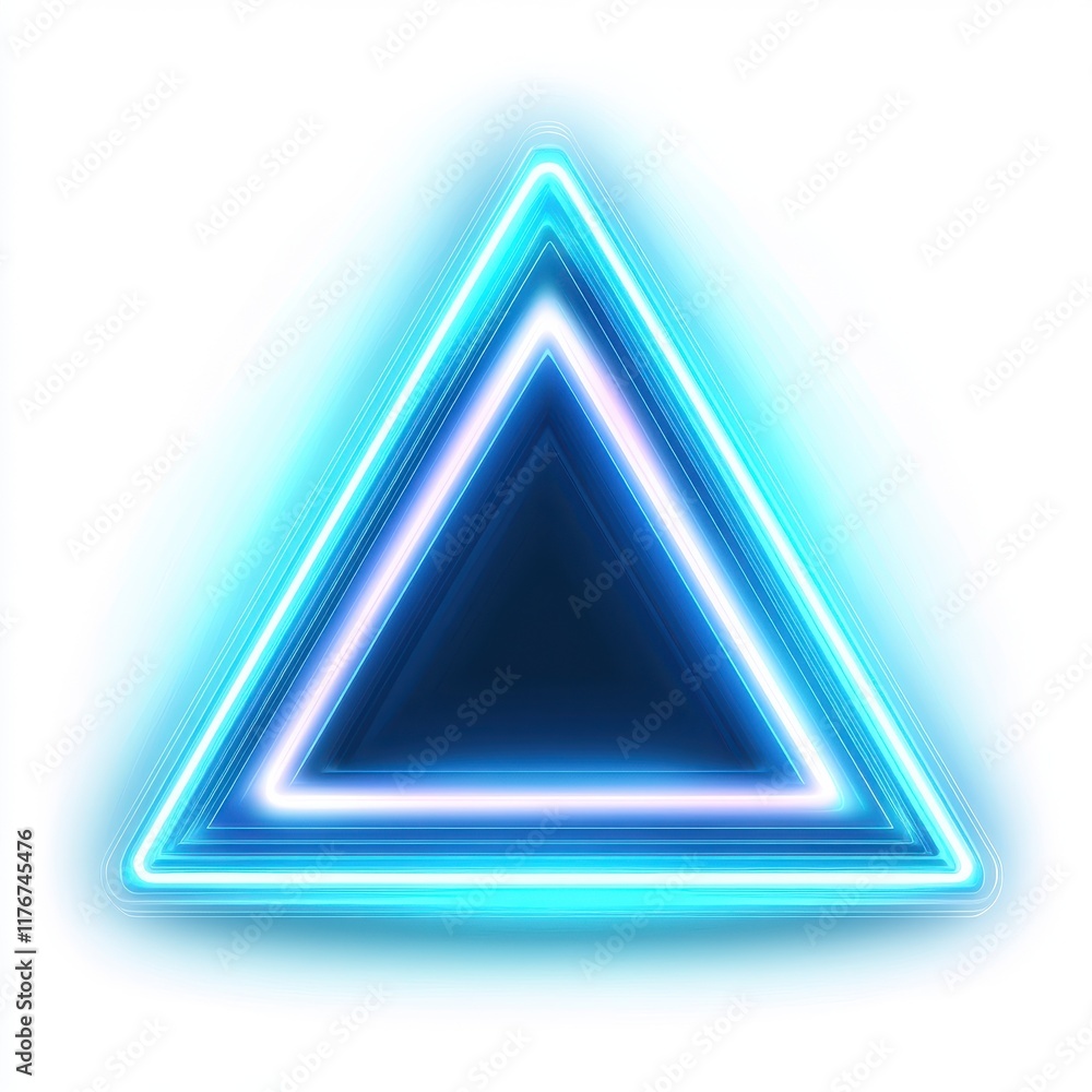 Poster a glowing blue triangular shape with luminous edges, creating a futuristic vibe.
