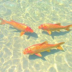Naklejka premium Koi Fish in Clear Water Photo