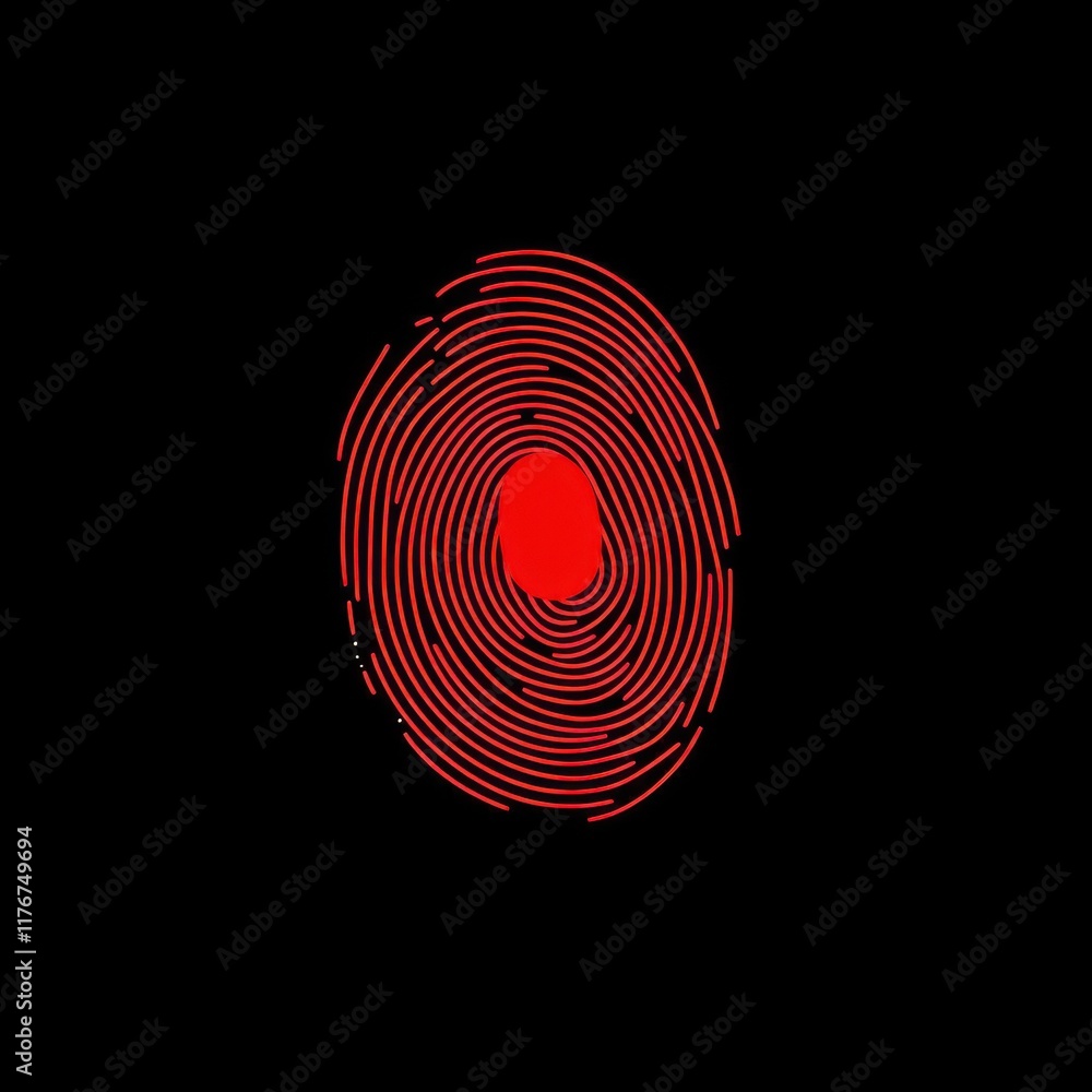 Poster a striking red fingerprint design on a black background, emphasizing security and identity.