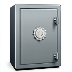 A sturdy metallic safe with a detailed lock, symbolizing security and protection.