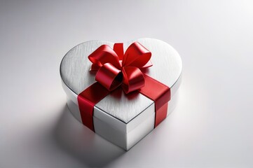Obraz premium there is a white heart shaped box with a red bow