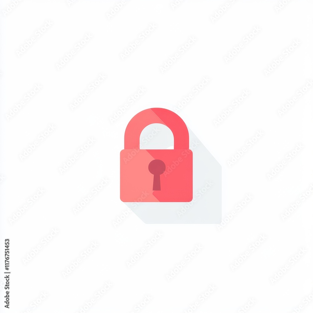 Poster a minimalist red padlock icon with a shadow effect, symbolizing security and protection.