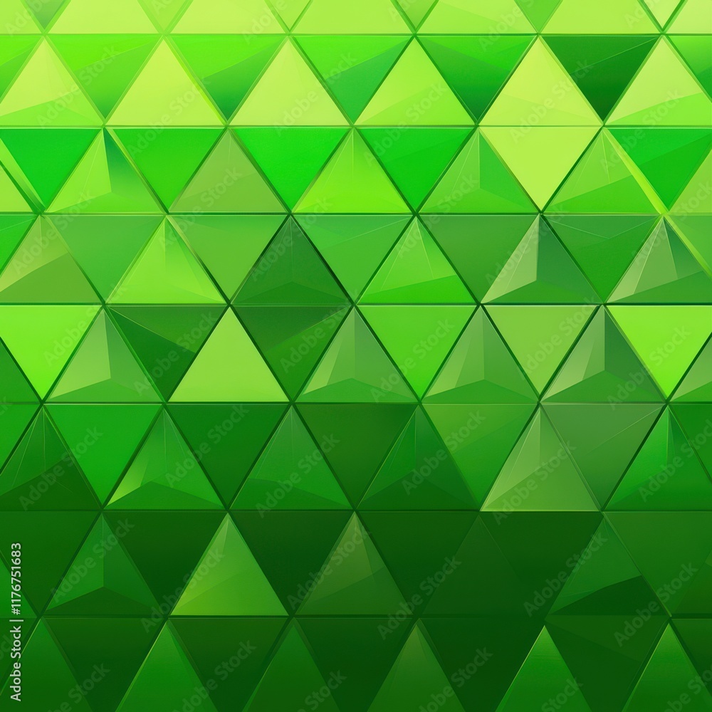 Poster vibrant green geometric pattern featuring triangular shapes.