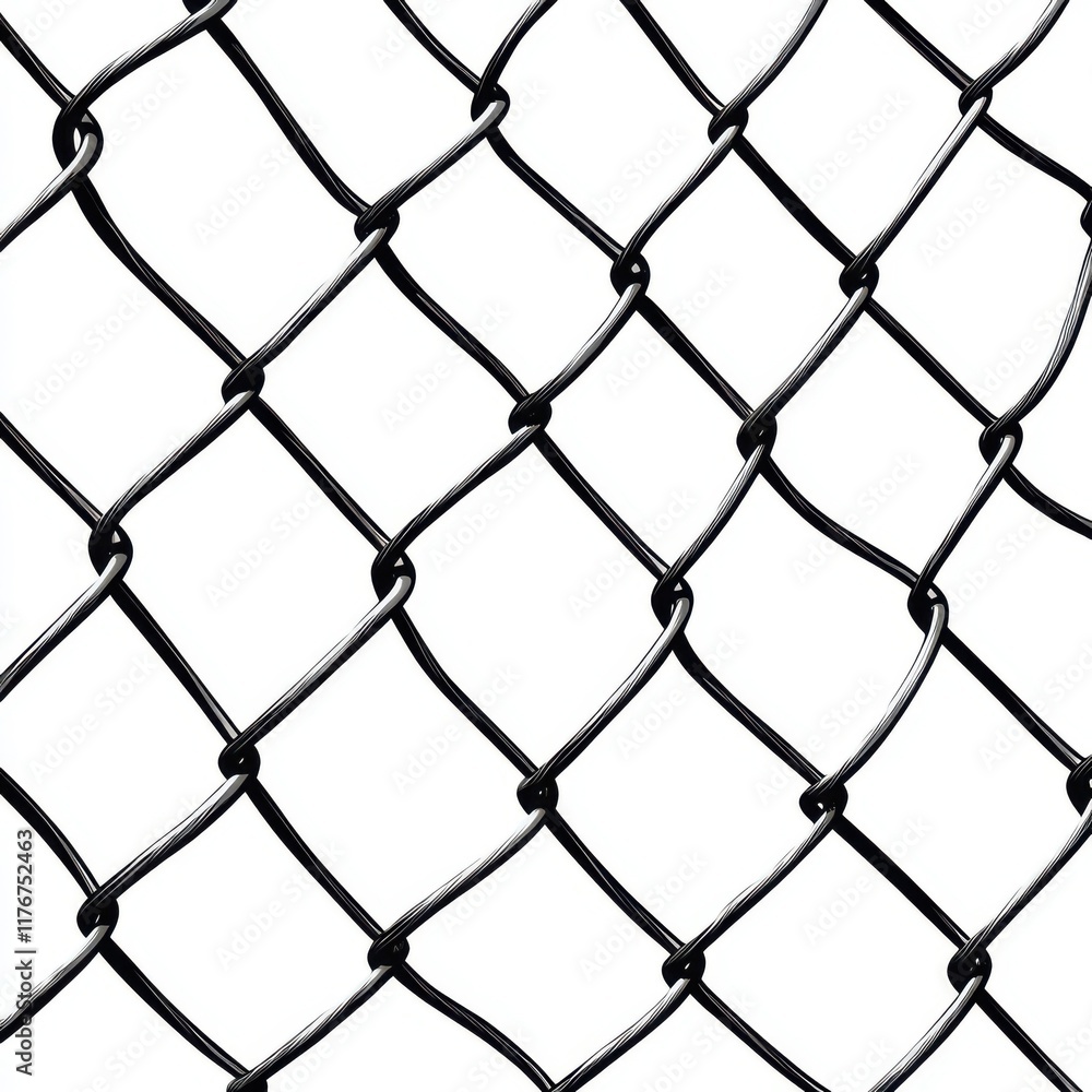 Poster Close-up of a black chain-link fence with a minimalist background, emphasizing texture and pattern.