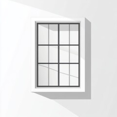 Obraz premium Minimalistic window with a clean design casting soft shadows on a white wall.