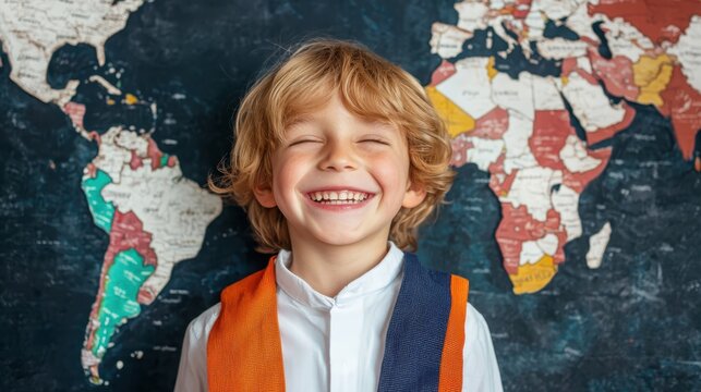 Cultural exchange event celebrating language learning with kids global classroom educational experience diverse environment close-up view joyful interaction