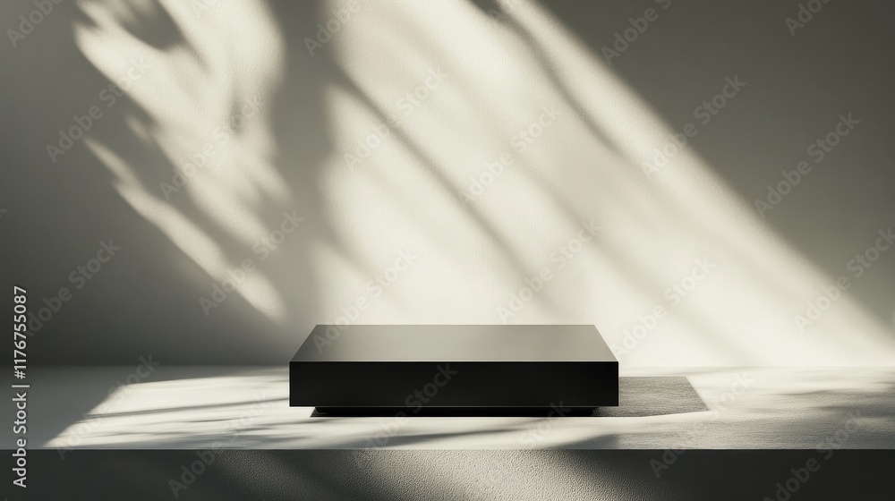 Poster low, square performance platform in matte black, placed against a gradient white-to-gray background 