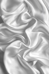 Fototapeta premium Elegant draped white satin fabric with soft, flowing folds and a smooth texture.