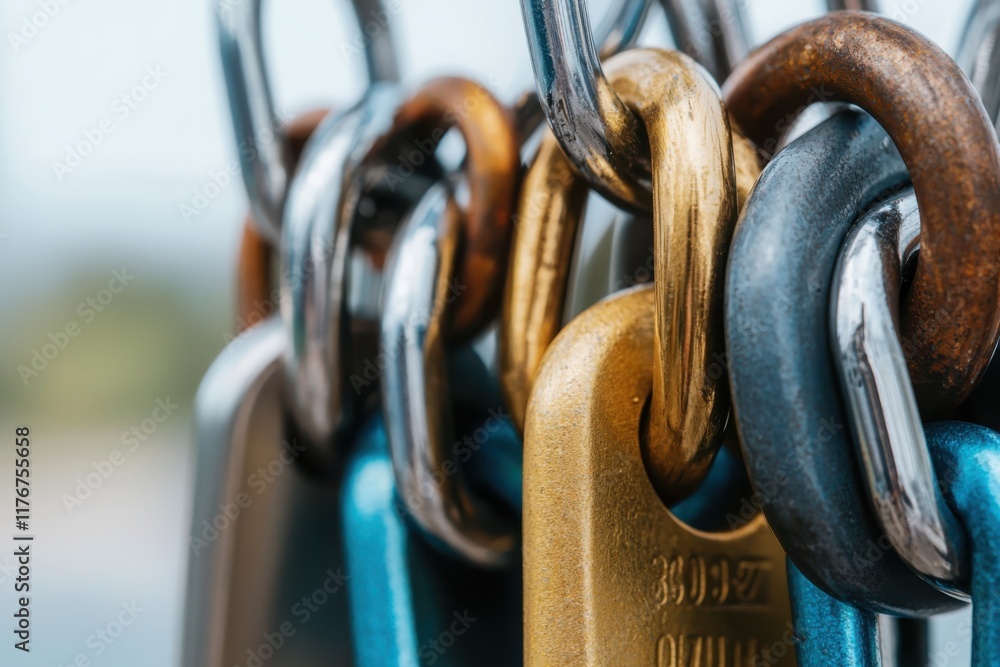 Poster cybersecurity locks and best practices digital security community article online environment close-u