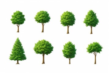Fototapeta premium a set of six different trees with green leaves on them