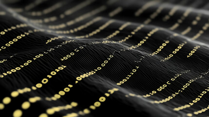 Abstract 3D Gold Binary Code Background