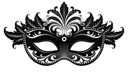 Fototapeta premium Venetian masquerade mask silhouette illustration on white background
