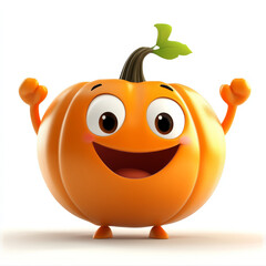 Cheerful Cartoon Pumpkin With Arms Raised in Celebration