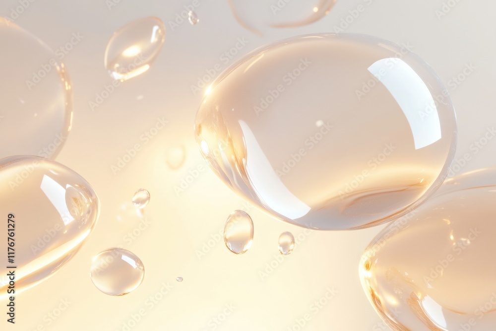 Aufkleber organic shapes of glowing water droplets creating a serene and ethereal atmosphere with luminous ref
