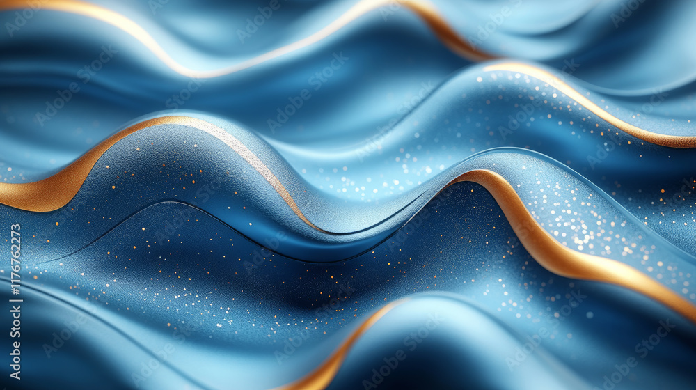 Poster elegant blue and gold waveforms create a dynamic business background