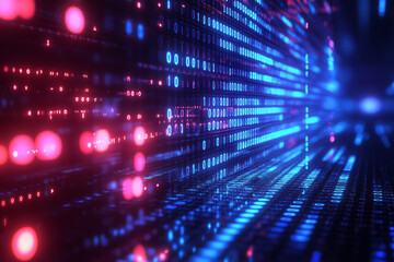 Fototapeta premium Vibrant Digital Data Flowing in Blue and Red Patterns