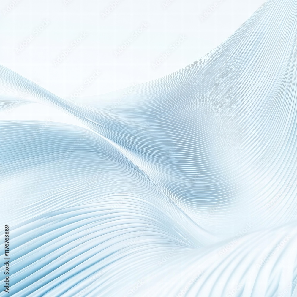 Poster Abstract lines of wind flowing across a serene space in soft blue hues creating a calming visual effect. Generative AI