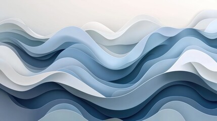 Fototapeta premium Abstract waves in varying heights and curves create a dynamic visual experience with smooth transitions of color. Generative AI