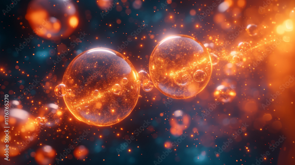 Poster exploring the vibrant world of subatomic particles in motion