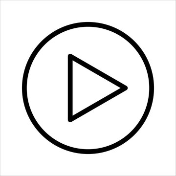 Play button icon. Line and black Play button icon on white background. Vector illustration