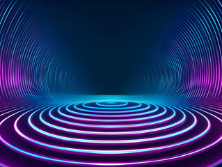 Abstract 3D Background with Neon Circles