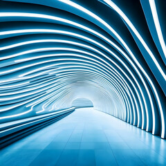 Fototapeta premium Abstract 3D Blue Tunnel Background