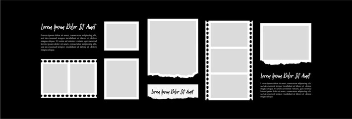 Pictures or photos frame collage layout abstract photo frames and digital photo wall template