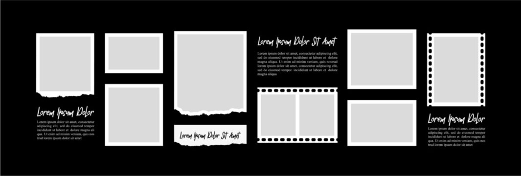 Pictures or photos frame collage layout abstract photo frames and digital photo wall template