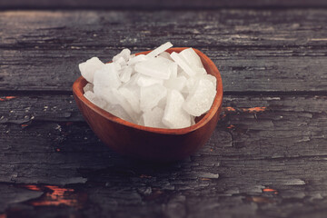 Pile of Edible Camphor known as Cinnamomum camphora or Pacha Karpooram and Bhimaseni Karpooram, 