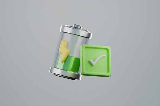 Battery symbol with correct icon over gray background