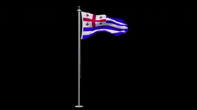 Ajaria flag waving looping with transparent background. Ready to use drag and drop immediately.