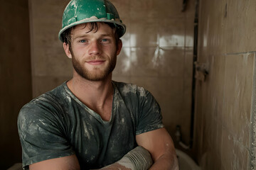 Construction Worker Portrait Realistic Photo