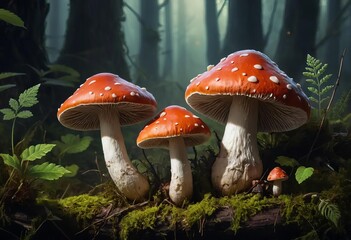 A close-up of a small, poisonous mushroom with colorful spots on it