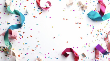 Obraz premium Colorful Ribbon with Confetti Design, Generative AI