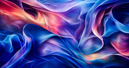 Obraz premium Vibrant Abstract Smoke Waves in Deep Blue and Warm Red Gradient