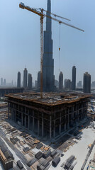Aerial View Construction Site Tall Building