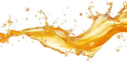 Vivid orange liquid splashes on a white background