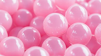 Trendy and colorful abstract design with pastel pink spheres and plastic bubble-like elements, ideal for posters, flyers, and covers. 3D render of a fun and dynamic pattern.
