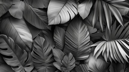 Monochromatic Tropical Leaf Background Design