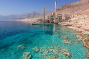 Coastal Power Plant Aerial Photo