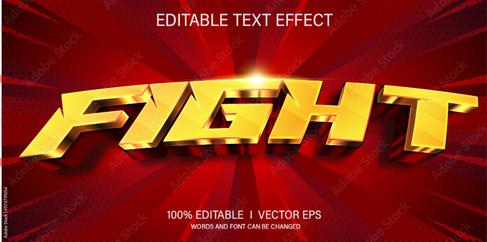 Poster fight vector text effect with modern style design