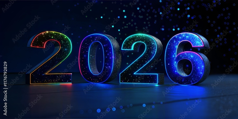 Canvas Prints 2026 new year text illustration.