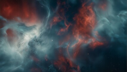 Abstract Smoky Battlefield Background with Red and Blue Light Effects for Military and Disaster Themes