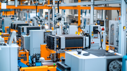 Assembly Line for Electric Car Battery Cells in Factory