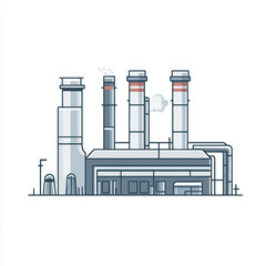 Industrial pollution with smoke rising from chimneys and factory plants