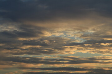 Colors-sky-in the evening are golden yellow and red like a sea of ​​fire burning in the sky, the atmosphere is scary.