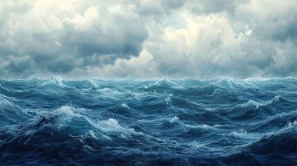 Fototapeta premium Dramatic Ocean Waves Under Stormy Skies